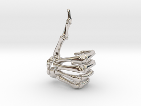Thumbs Up Skeleton Hand in Rhodium Plated Brass