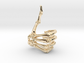 Thumbs Up Skeleton Hand in 14k Gold Plated Brass