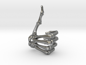 Thumbs Up Skeleton Hand in Natural Silver