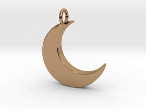 Crescent Moon Pendant in Polished Brass