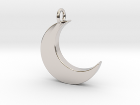 Crescent Moon Pendant in Rhodium Plated Brass