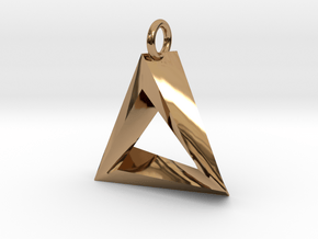 Penrose Triangle Pendant in Polished Brass