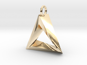 Penrose Triangle Pendant in 14k Gold Plated Brass