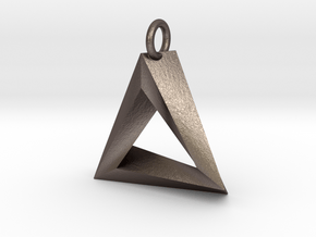 Penrose Triangle Pendant in Polished Bronzed Silver Steel