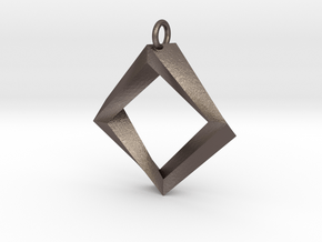 Impossible Square Pendant in Polished Bronzed Silver Steel