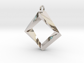 Impossible Square Pendant in Rhodium Plated Brass
