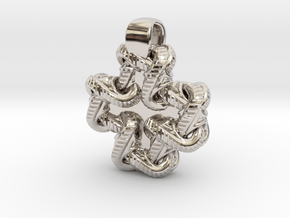 S Chain Small Cross in Rhodium Plated Brass
