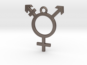 Transgender Pendant in Polished Bronzed Silver Steel