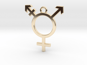 Transgender Pendant in 14k Gold Plated Brass