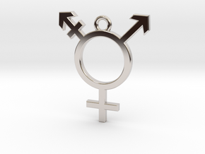Transgender Pendant in Rhodium Plated Brass