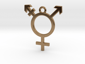 Transgender Pendant in Natural Brass