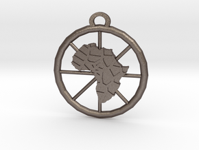 Africa Pendant in Polished Bronzed Silver Steel
