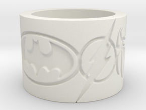Superheros Engraved Ring in White Natural Versatile Plastic: 4 / 46.5