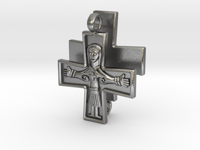 Virgin Mary Cross pair in Natural Silver