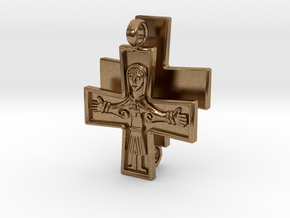 Virgin Mary Cross pair in Natural Brass