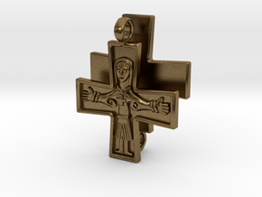 Virgin Mary Cross pair in Natural Bronze