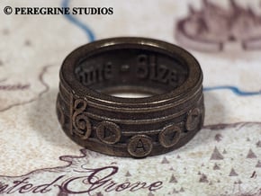 Ring - Song of Time in Polished Bronzed Silver Steel: 13 / 69