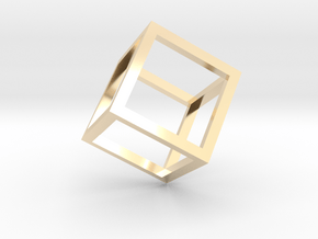 Cube Outline Pendant in 14K Yellow Gold