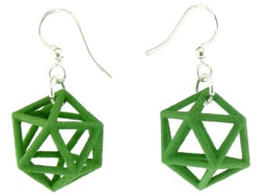 Icosahedron Earrings, clean style in Green Processed Versatile Plastic