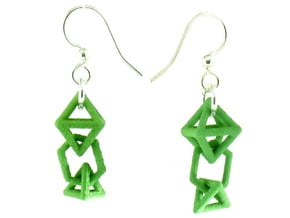 Baby Platonic Solids Earrings, clean style in Green Processed Versatile Plastic