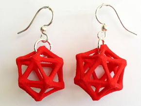 Icosahedron Earrings, bone style in Red Processed Versatile Plastic