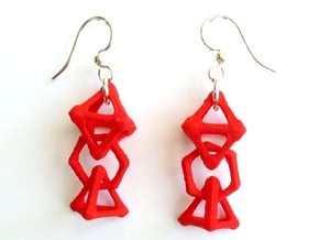 Baby Platonic Solids Earrings, bone style in Red Processed Versatile Plastic