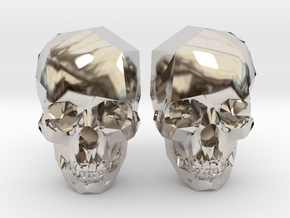 Cufflink Skull in Rhodium Plated Brass