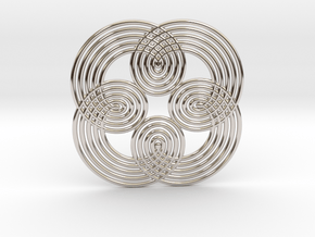 0544 Motion Of Points Around Circle (5cm) #021 in Rhodium Plated Brass