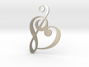 Heart Clef Pendant in Natural Silver