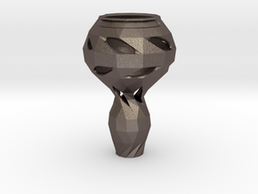 Geometrically Organic Vase in Polished Bronzed Silver Steel