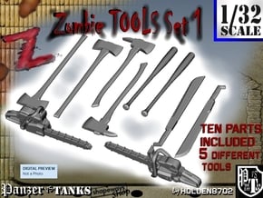 1-32 Zombie Tools Set 1 in Smooth Fine Detail Plastic