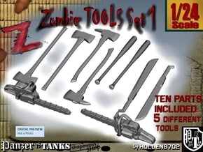 1-24 Zombie Tools Set 1 in Tan Fine Detail Plastic