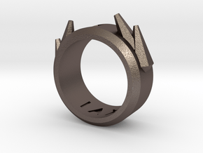 2016 Futuristic Ring in Polished Bronzed Silver Steel