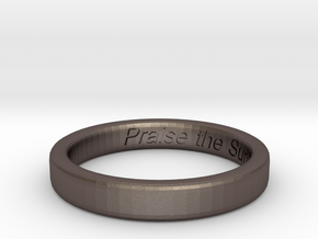 Dark Souls "Praise the Sun" Engraved Ring-Size 12 in Polished Bronzed Silver Steel