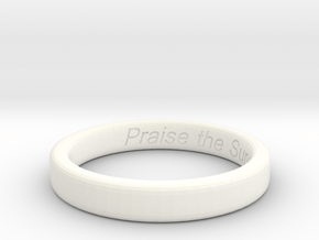 Dark Souls "Praise the Sun" Engraved Ring-Size 12 in White Processed Versatile Plastic