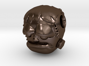 Reversible Frankenstein head pendant in Polished Bronze Steel