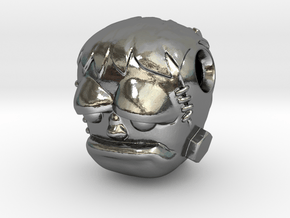 Reversible Frankenstein head pendant in Polished Silver