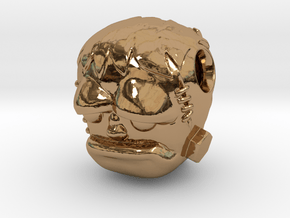 Reversible Frankenstein head pendant in Polished Brass