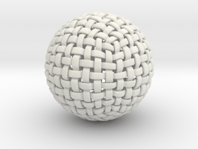Knitted Sphere in White Natural Versatile Plastic
