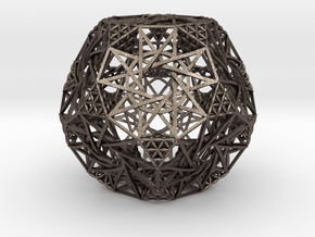 Truncated Hyper-Dodecahedron 4.2" in Polished Bronzed Silver Steel