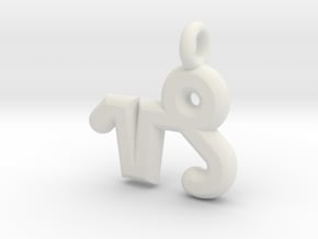 Capricorn Symbol Keychain in White Natural Versatile Plastic