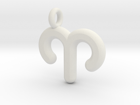 Aries Symbol Keychain in White Natural Versatile Plastic