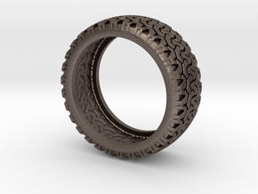 Tire Band ring in Polished Bronzed Silver Steel