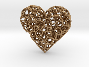 Voronoi Heart pendant (version 2) in Polished Brass