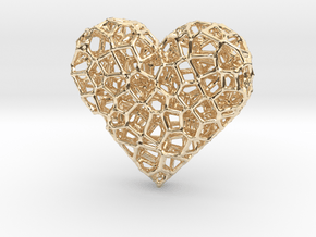 Voronoi Heart pendant (version 2) in 14k Gold Plated Brass