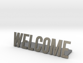 Welcome logo desk business in Natural Silver