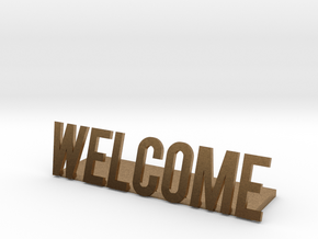 Welcome logo desk business in Natural Brass