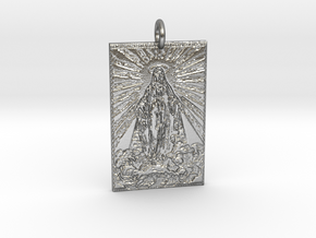 Holy Mother Pendant in Natural Silver