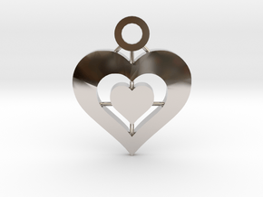 Heart Pendant in Rhodium Plated Brass