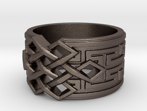 Endless Knot Ring (Multiple Sizes) in Polished Bronzed Silver Steel
